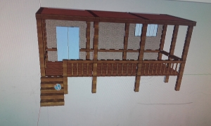 Diseño en 3D Frontal pérgola
